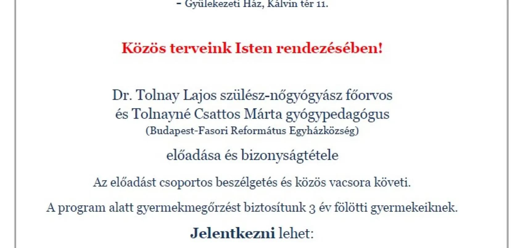 Meghívó a Házasság Hetére - Nyíregyháza-Városi Református Egyházközség, 2023. január 24.