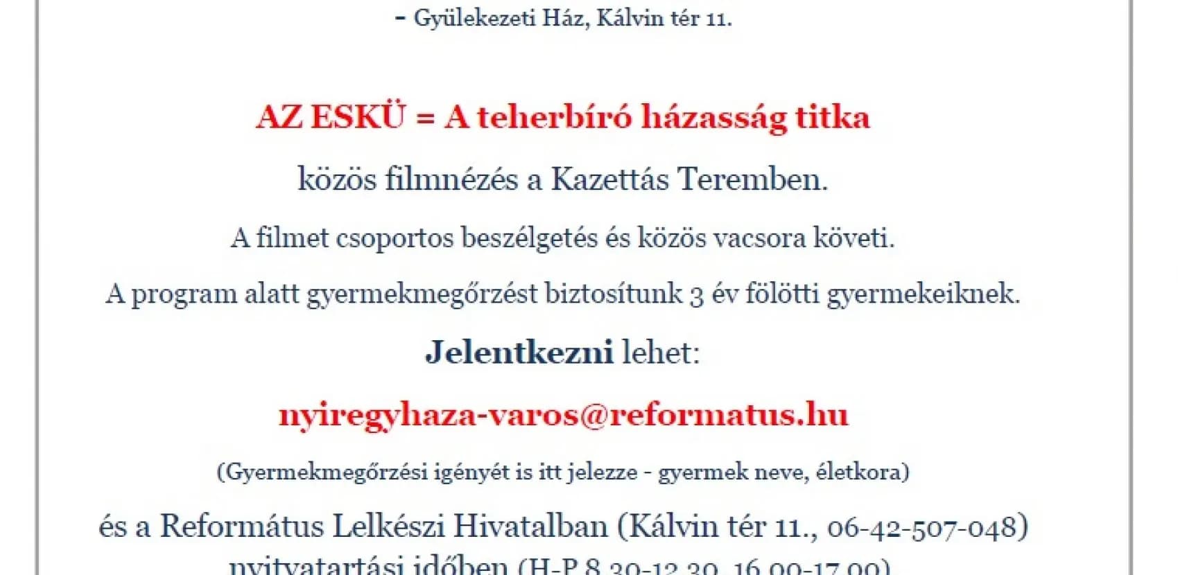 Házasság Hete 2024. - Szeretettel várjuk a házaspárokat! - 2024. február 6.