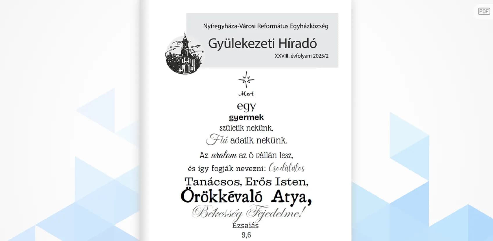 Online formában is olvasható a Gyülekezeti Híradó karácsonyi száma - 2025. december 20.