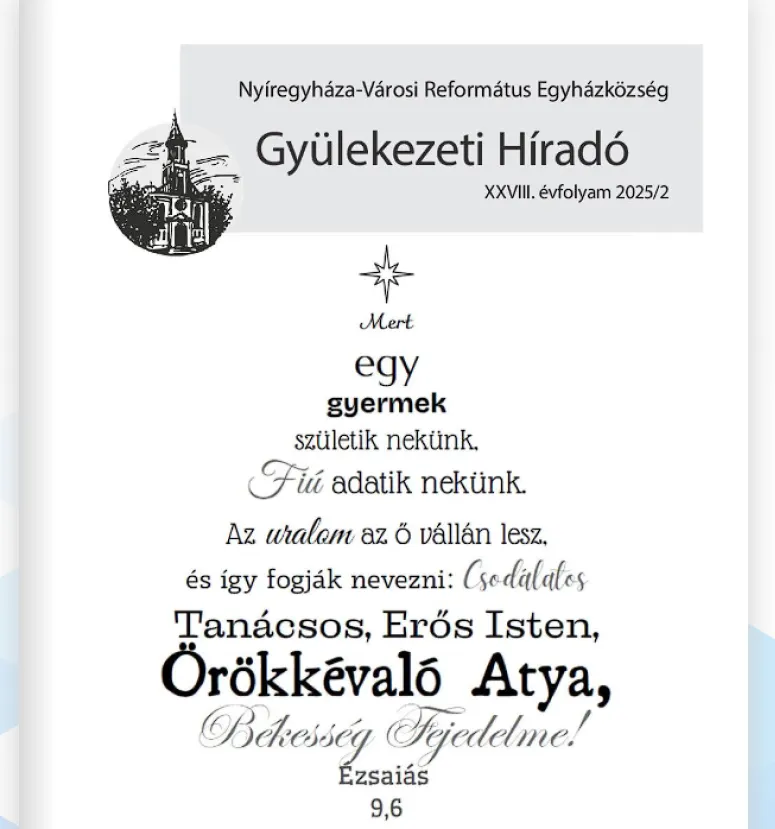 Online formában is olvasható a Gyülekezeti Híradó karácsonyi száma
