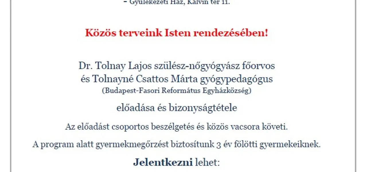 Meghívó a Házasság Hetére - Nyíregyháza-Városi Református Egyházközség, 2023. január 24.