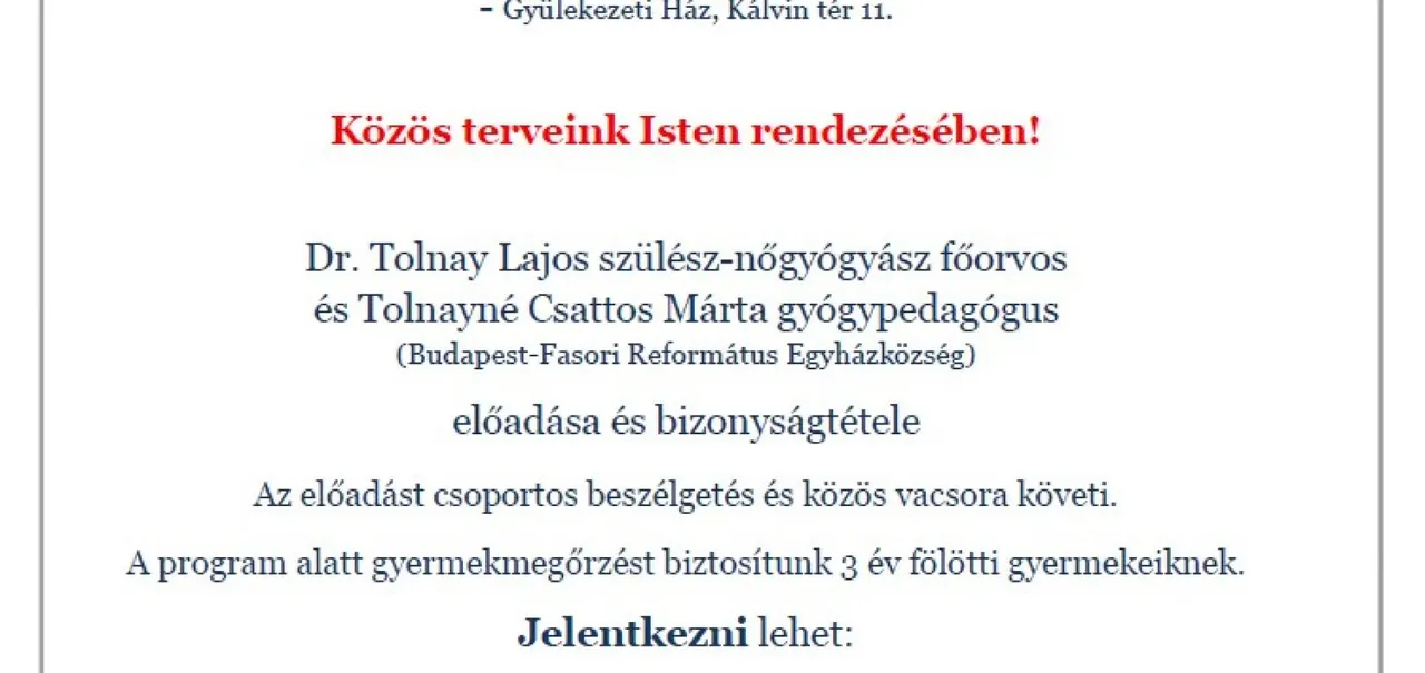 Meghívó a Házasság Hetére - Nyíregyháza-Városi Református Egyházközség, 2023. január 24.
