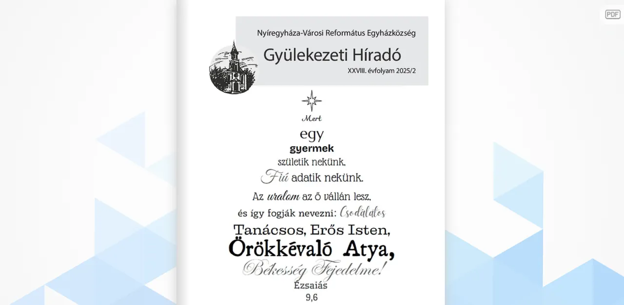 Online formában is olvasható a Gyülekezeti Híradó karácsonyi száma - 2025. december 20.